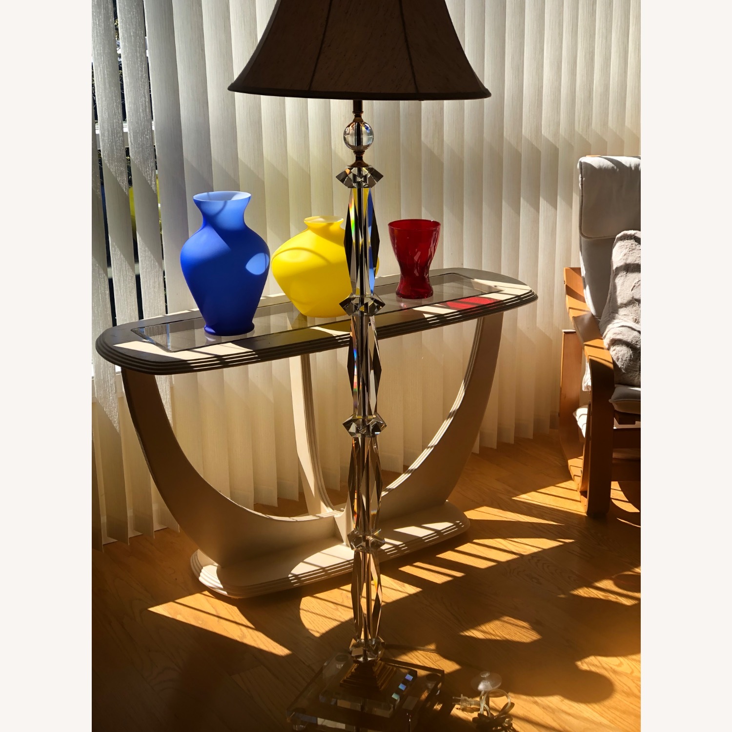 Vintage/Antique Natural Glass Floor Lamp - image-4