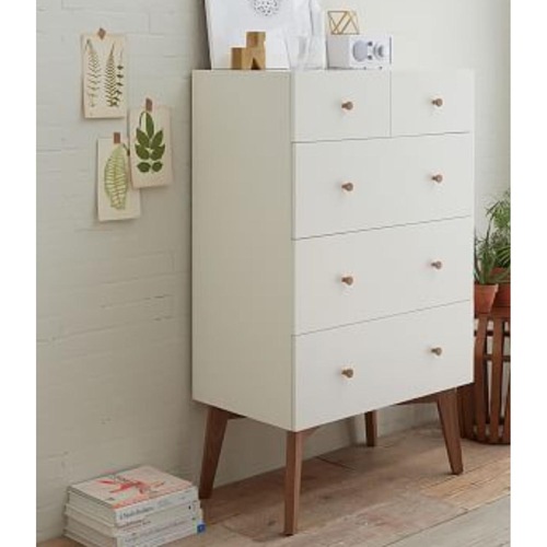 Used West Elm Tall 5 Drawer White Mid-Century Dresser for sale on AptDeco