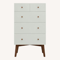 West Elm Tall 5 Drawer White Mid-Century Dresser