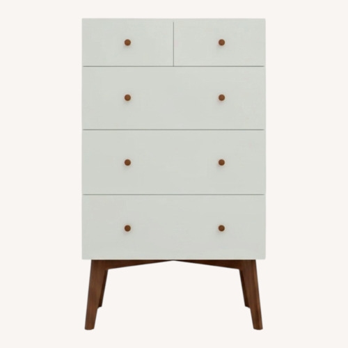 Used West Elm Tall 5 Drawer White Mid-Century Dresser for sale on AptDeco