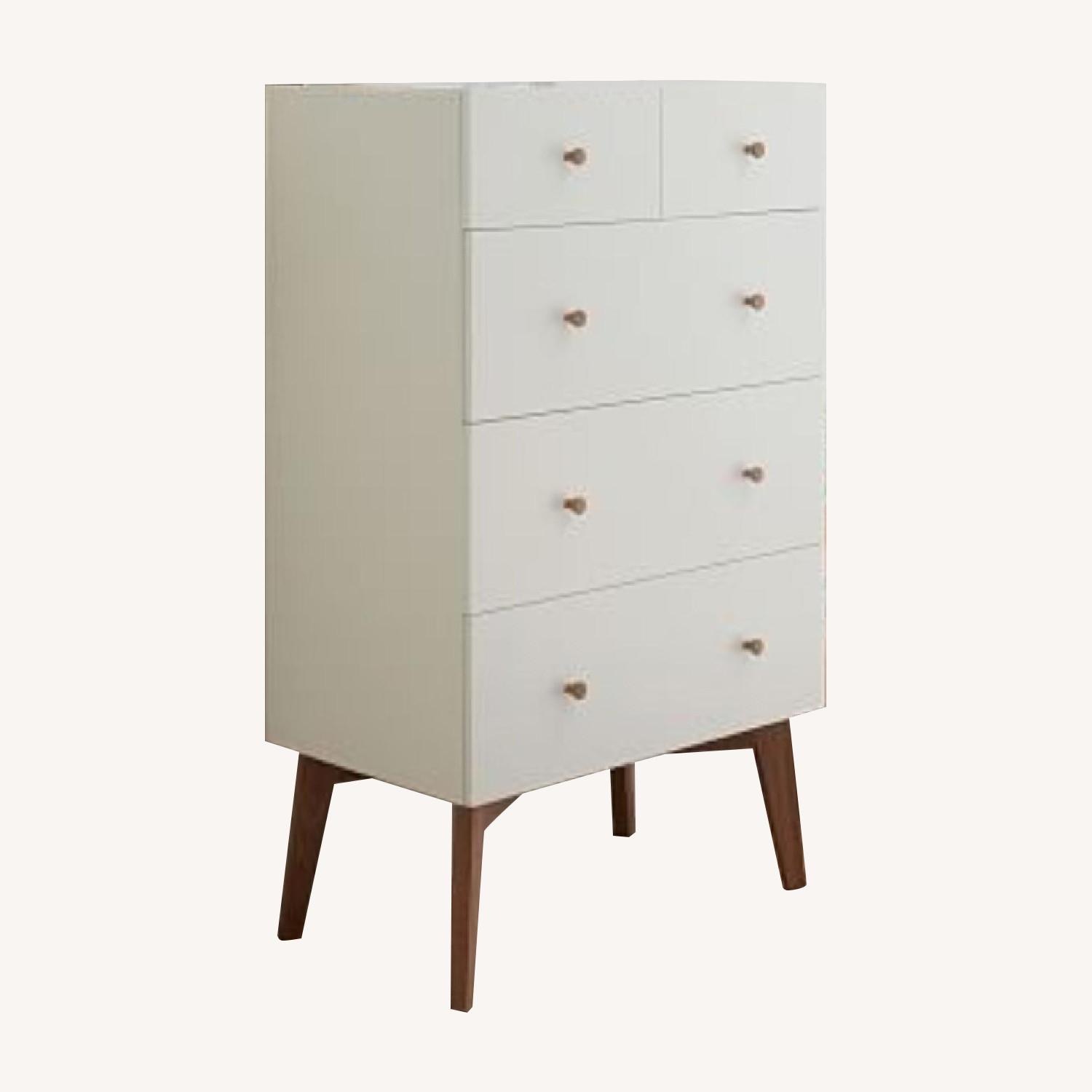 West Elm Tall 5 Drawer White Mid-Century Dresser - image-2
