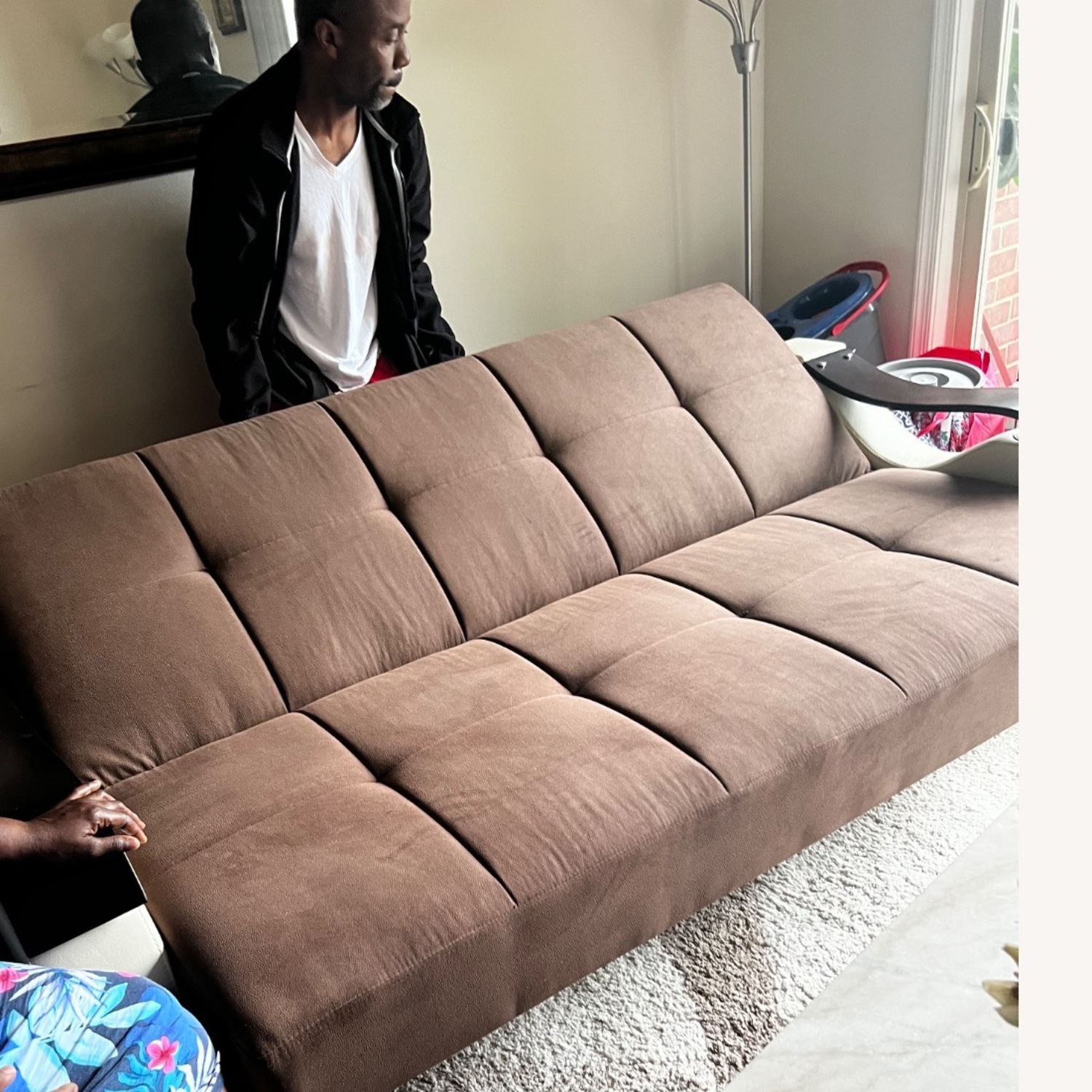Dark Brown Fabric 3+ Piece Sectional - image-5
