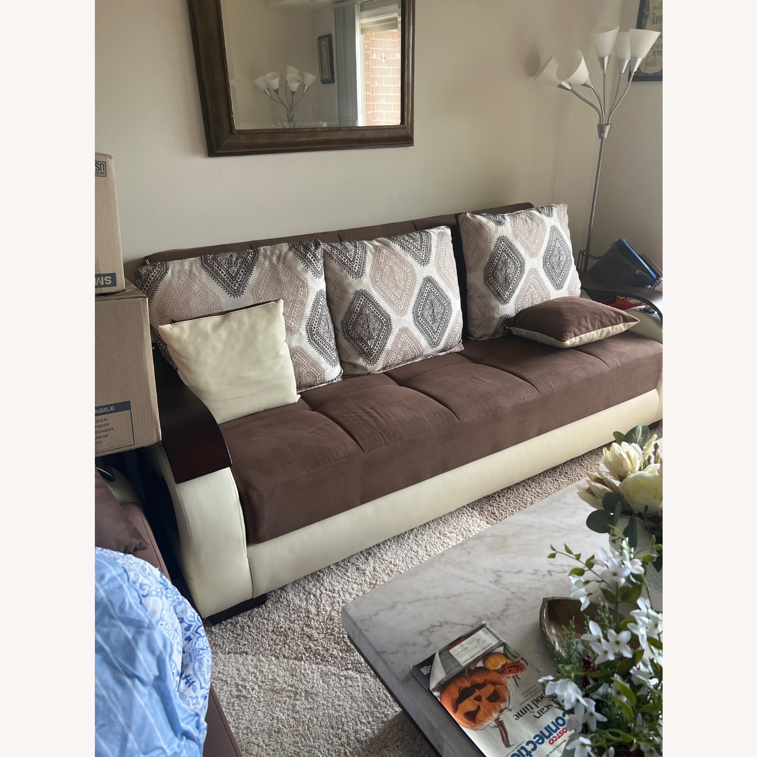 Dark Brown Fabric 3+ Piece Sectional - image-2