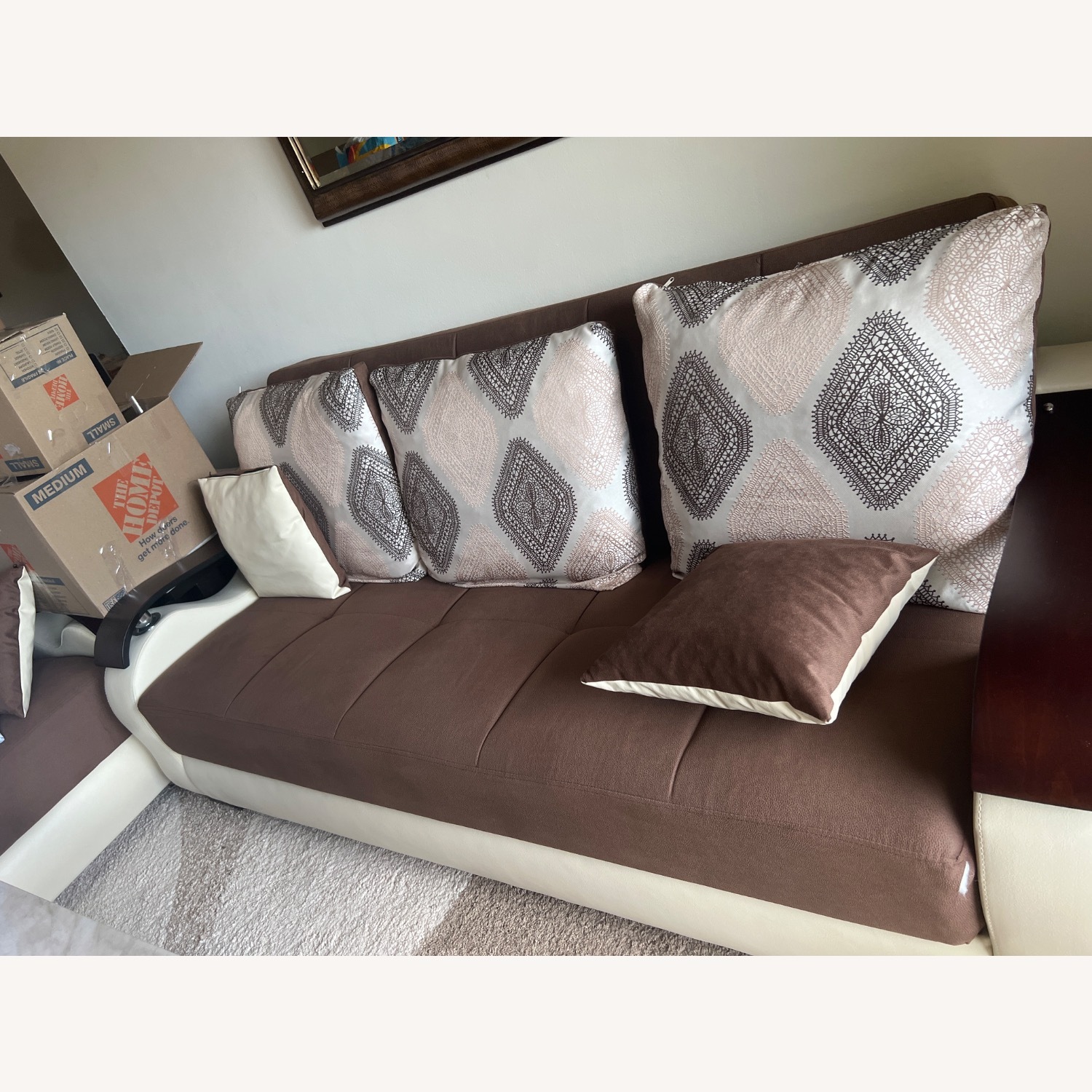 Dark Brown Fabric 3+ Piece Sectional - image-3