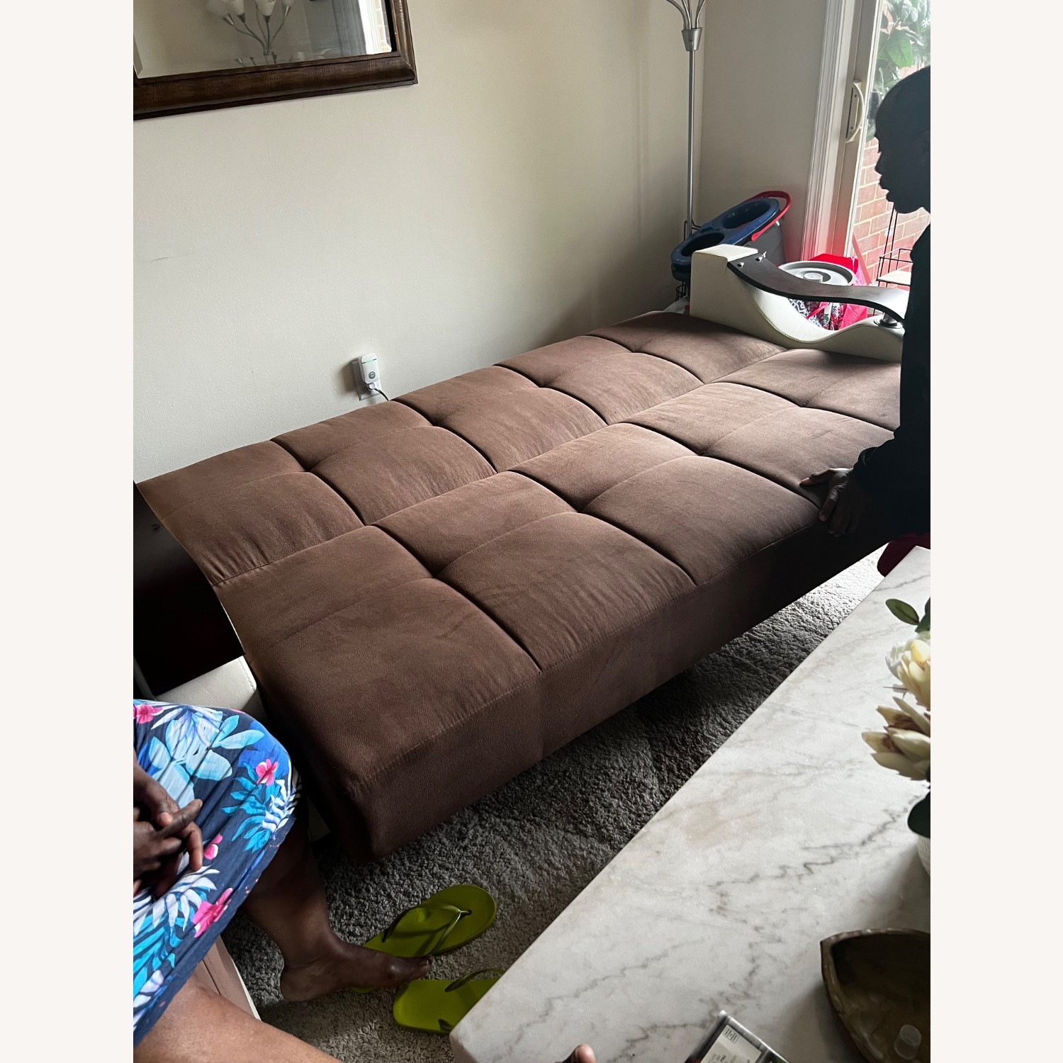 Dark Brown Fabric 3+ Piece Sectional - image-6