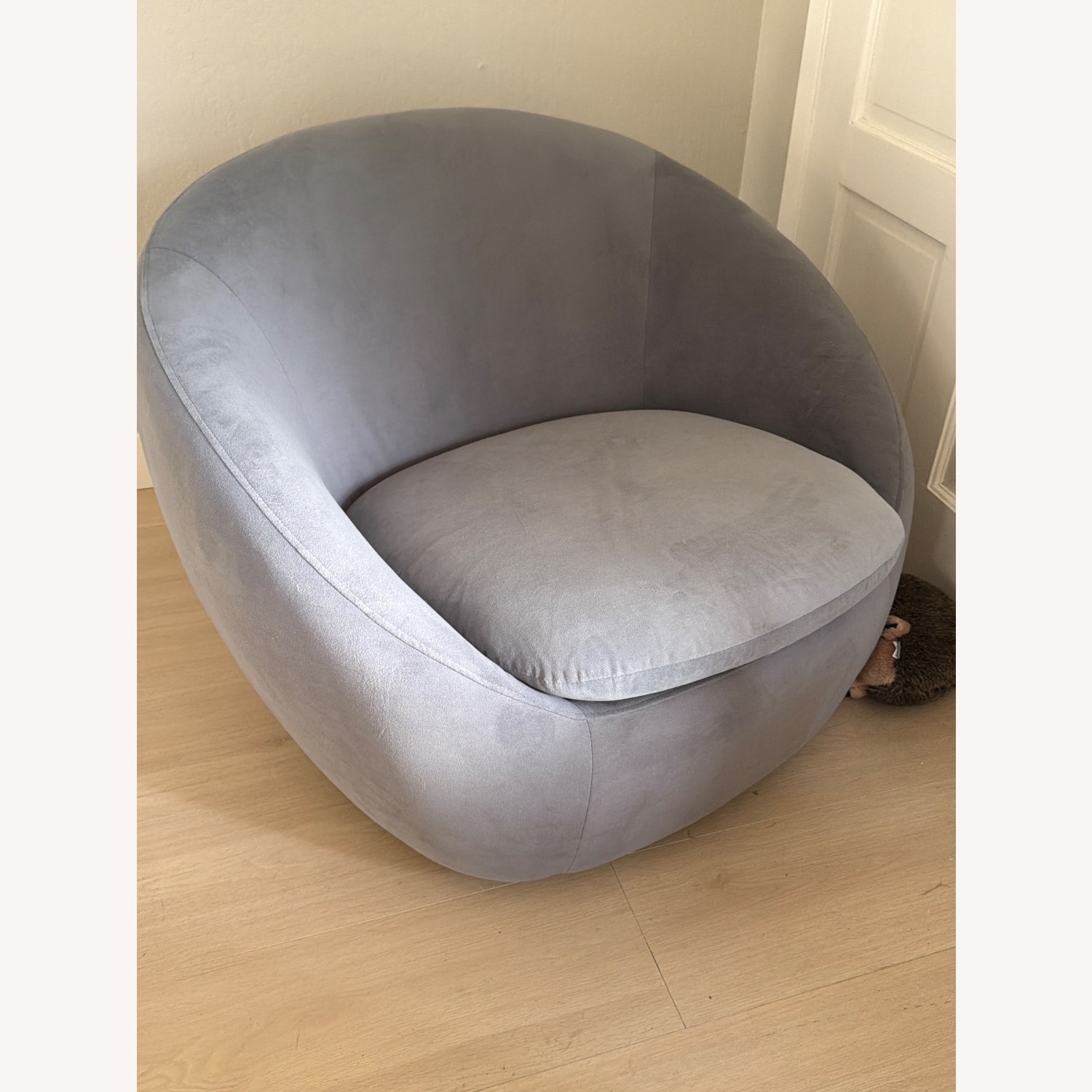 West Elm Cozy Blue Velvet Accent Chair - image-2