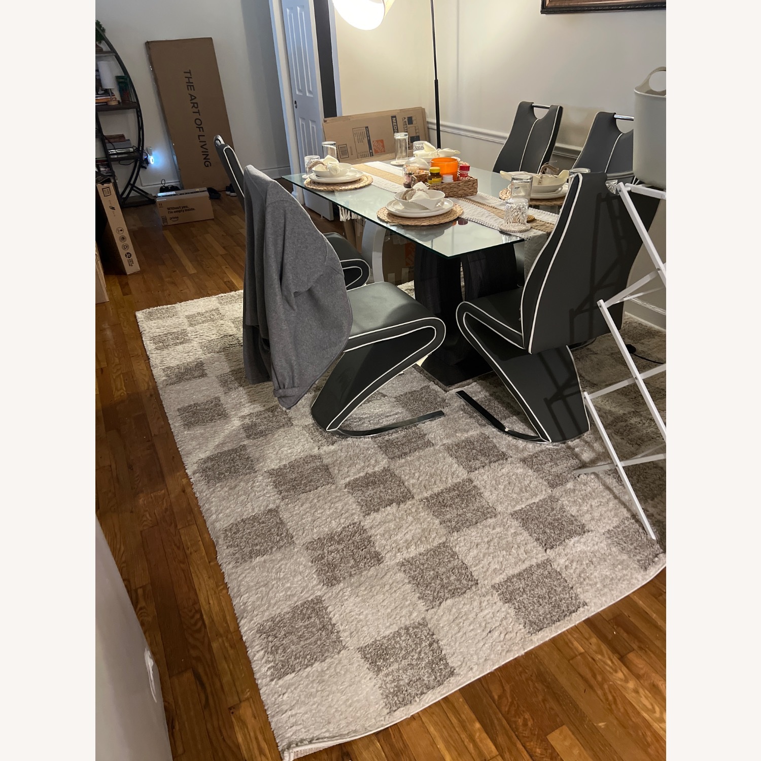 Dark Gray Leather Dining Sets - image-3