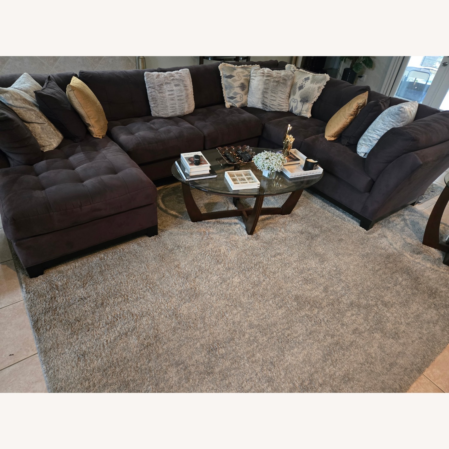 Dark Gray Fabric 3+ Piece Sectional - image-5