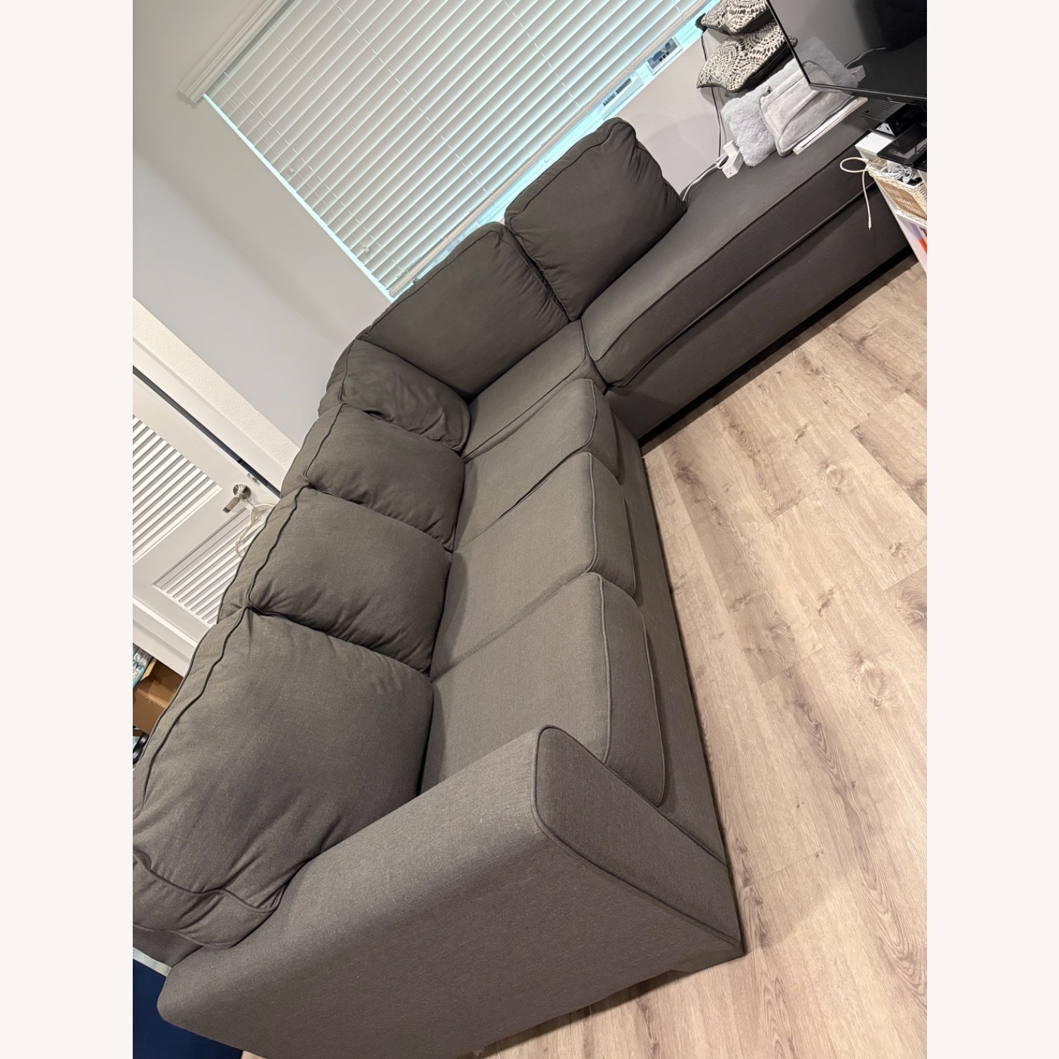 Living Spaces Dark Gray Fabric 2 Piece Sectional - image-2