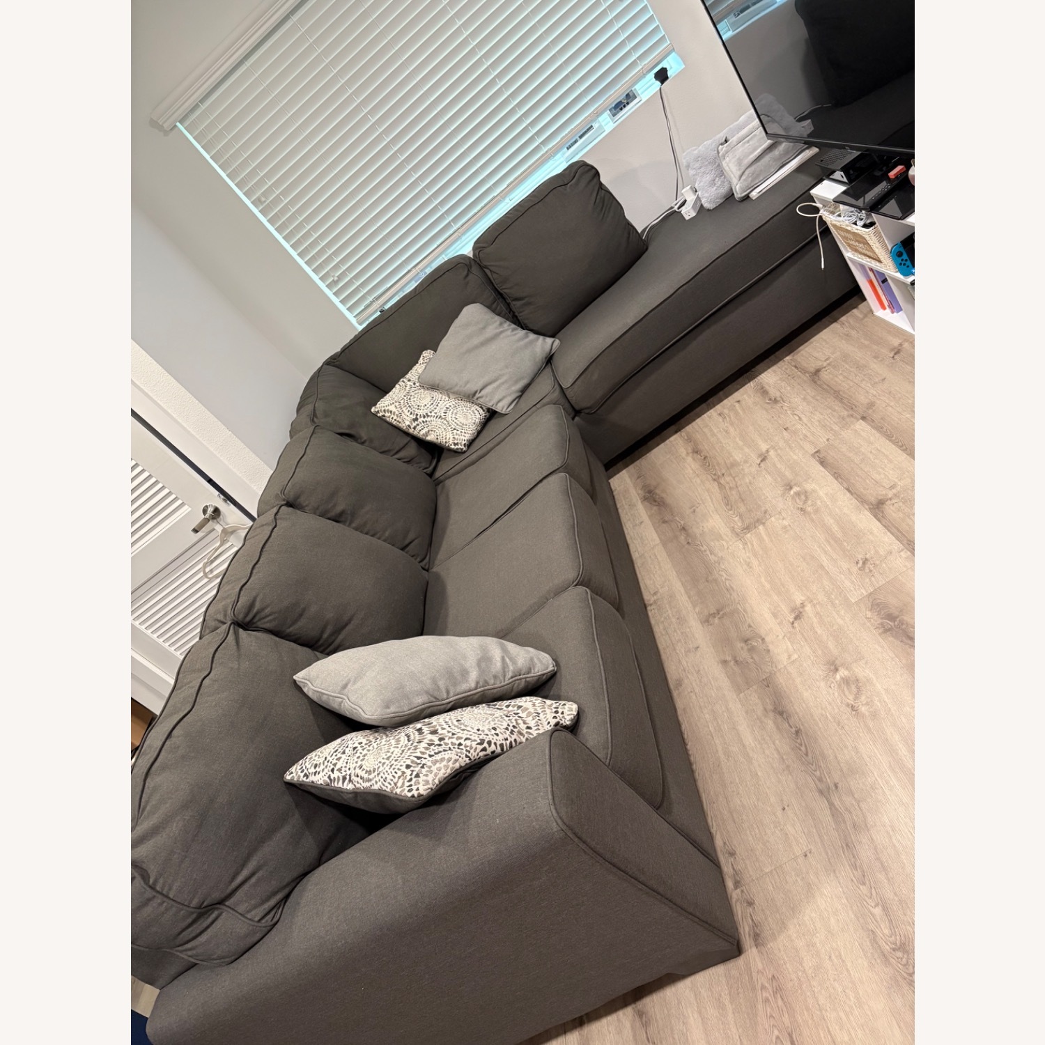 Living Spaces Dark Gray Fabric 2 Piece Sectional - image-4