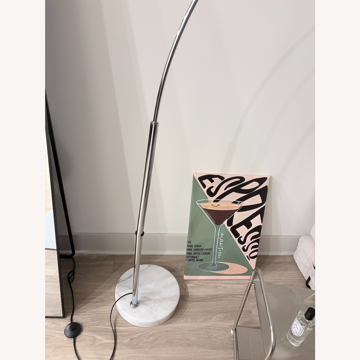 Arc Chrome Floor Lamp with Marble Base - image-3
