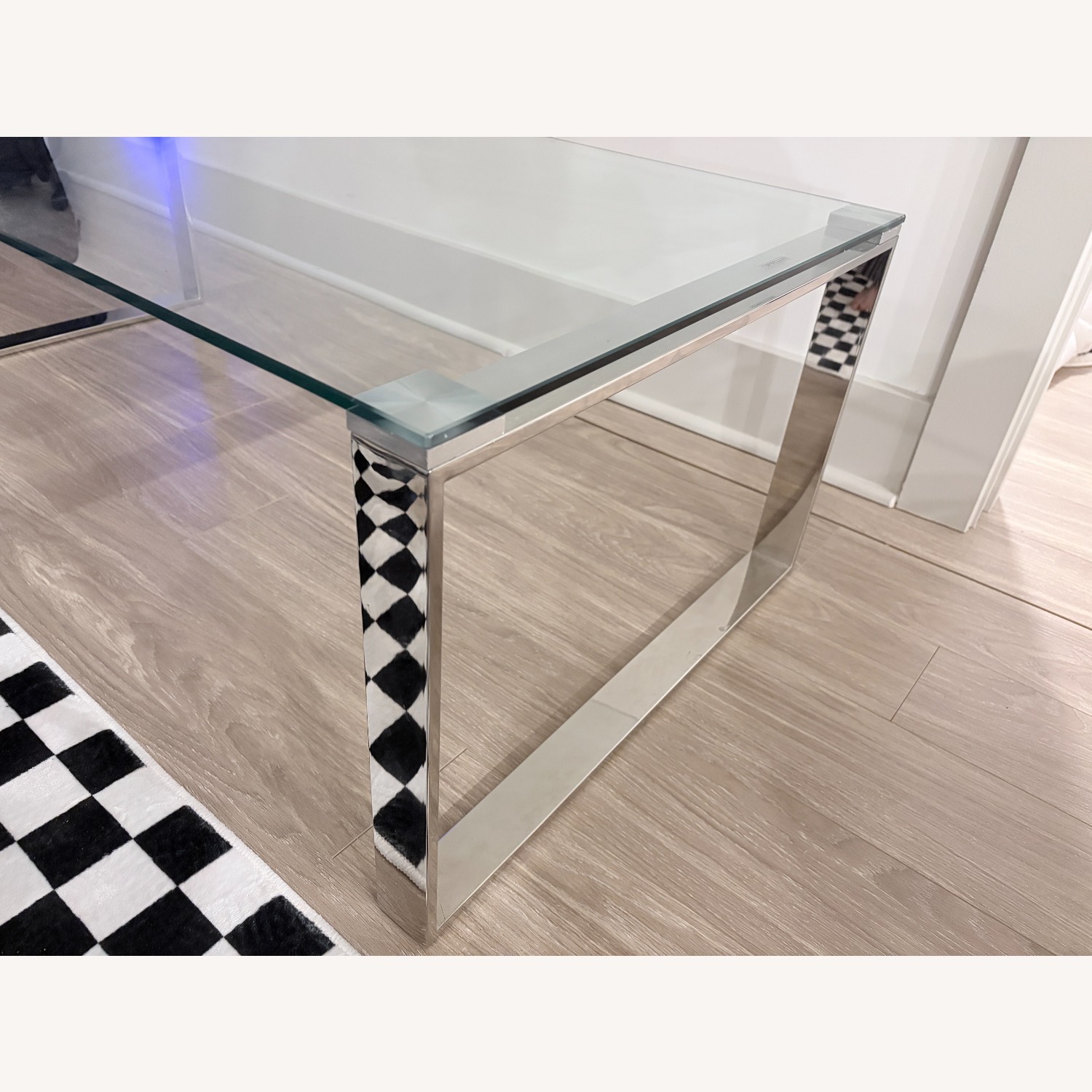 Contemporary Glass Coffee Table with Chrome Finish - image-4