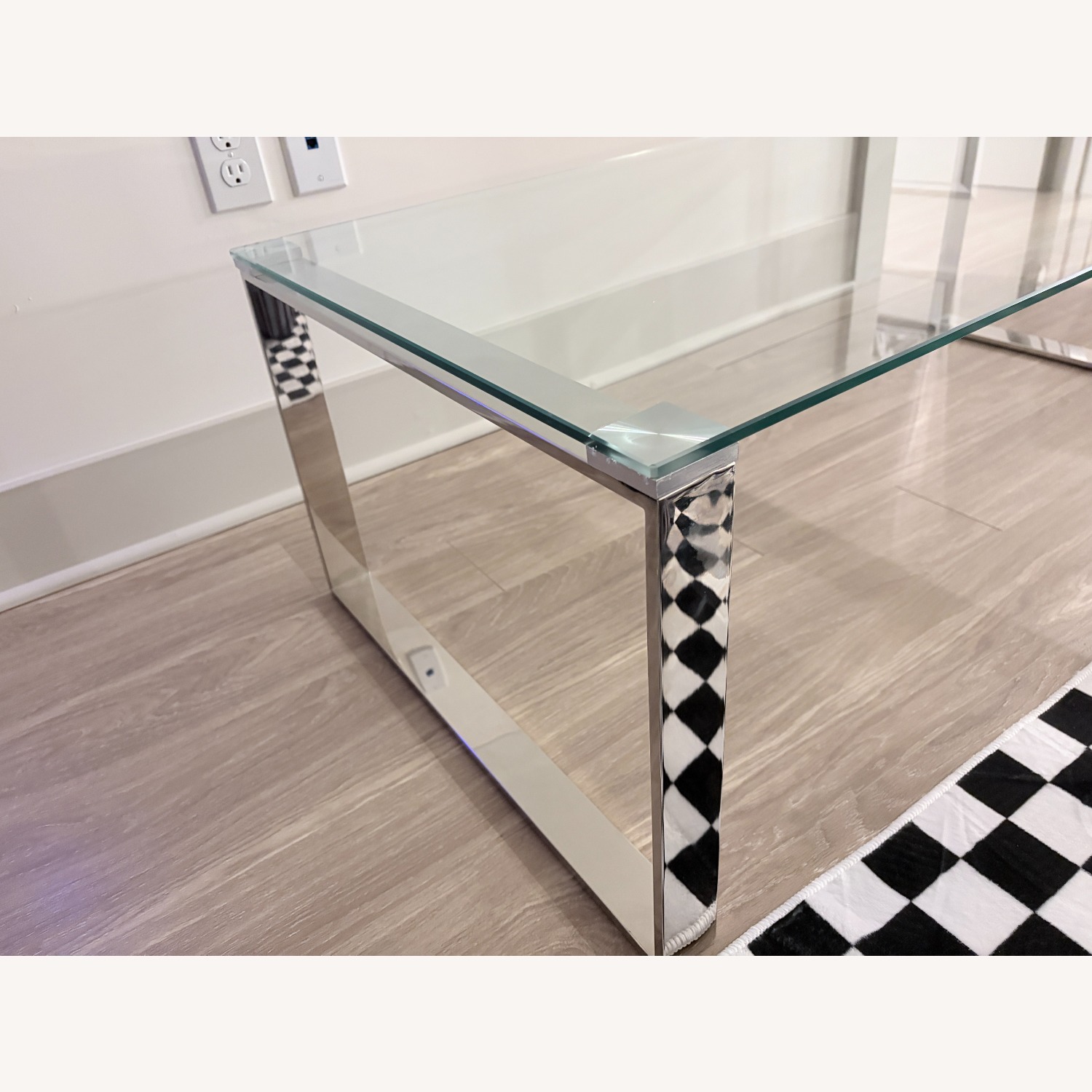 Contemporary Glass Coffee Table with Chrome Finish - image-5