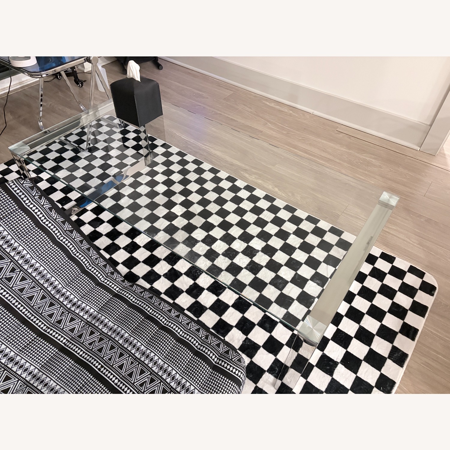 Contemporary Glass Coffee Table with Chrome Finish - image-3