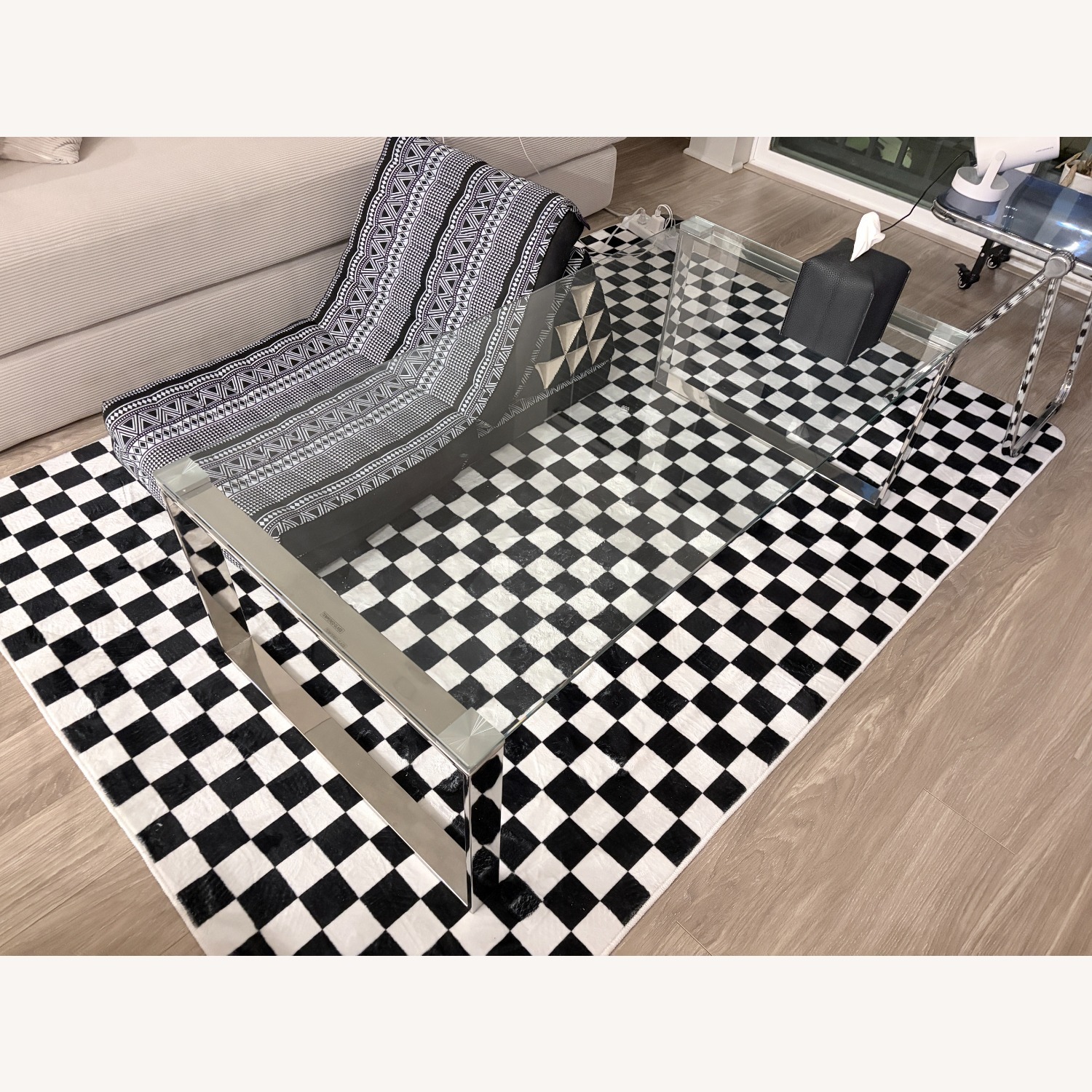 Contemporary Glass Coffee Table with Chrome Finish - image-2