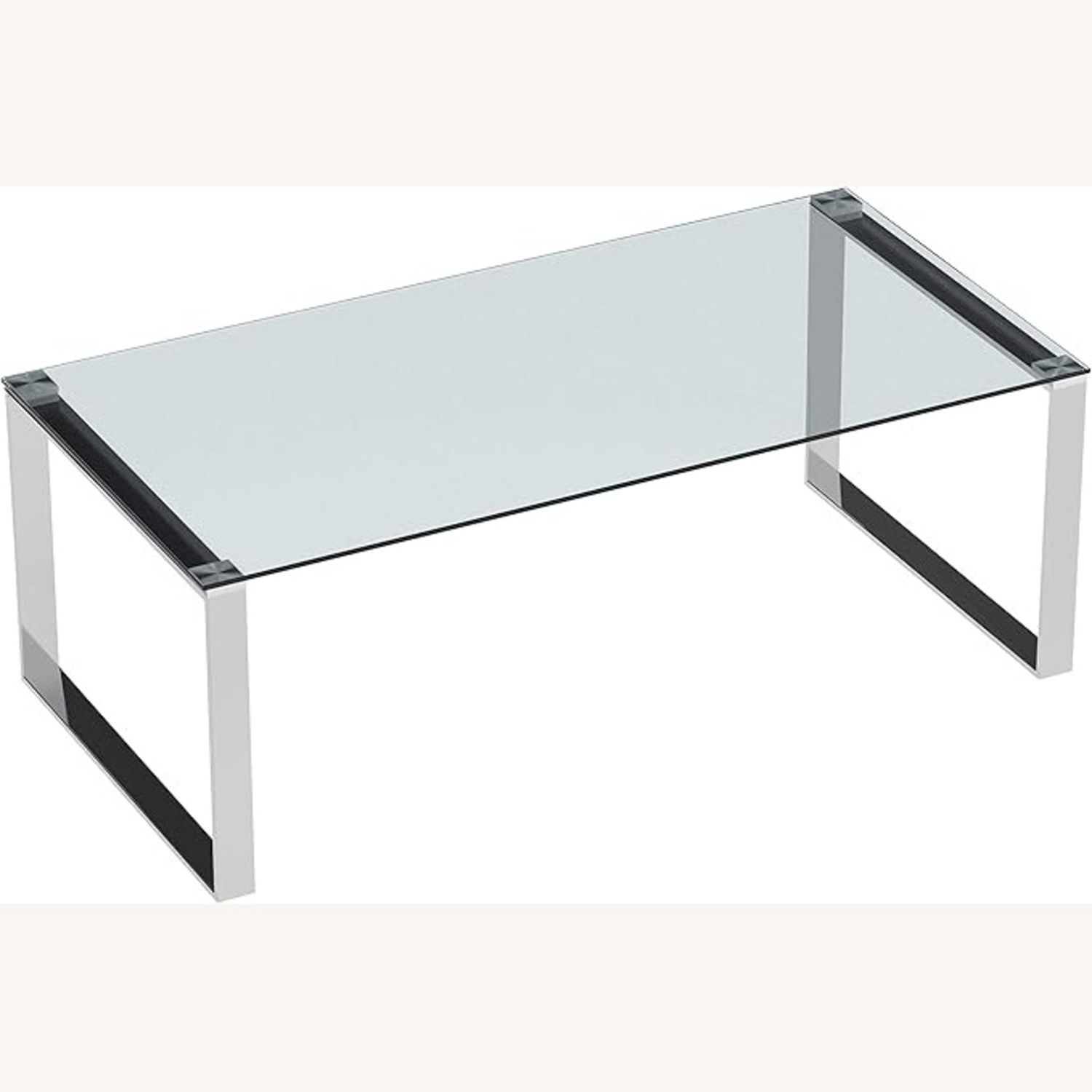 Contemporary Glass Coffee Table with Chrome Finish - image-6