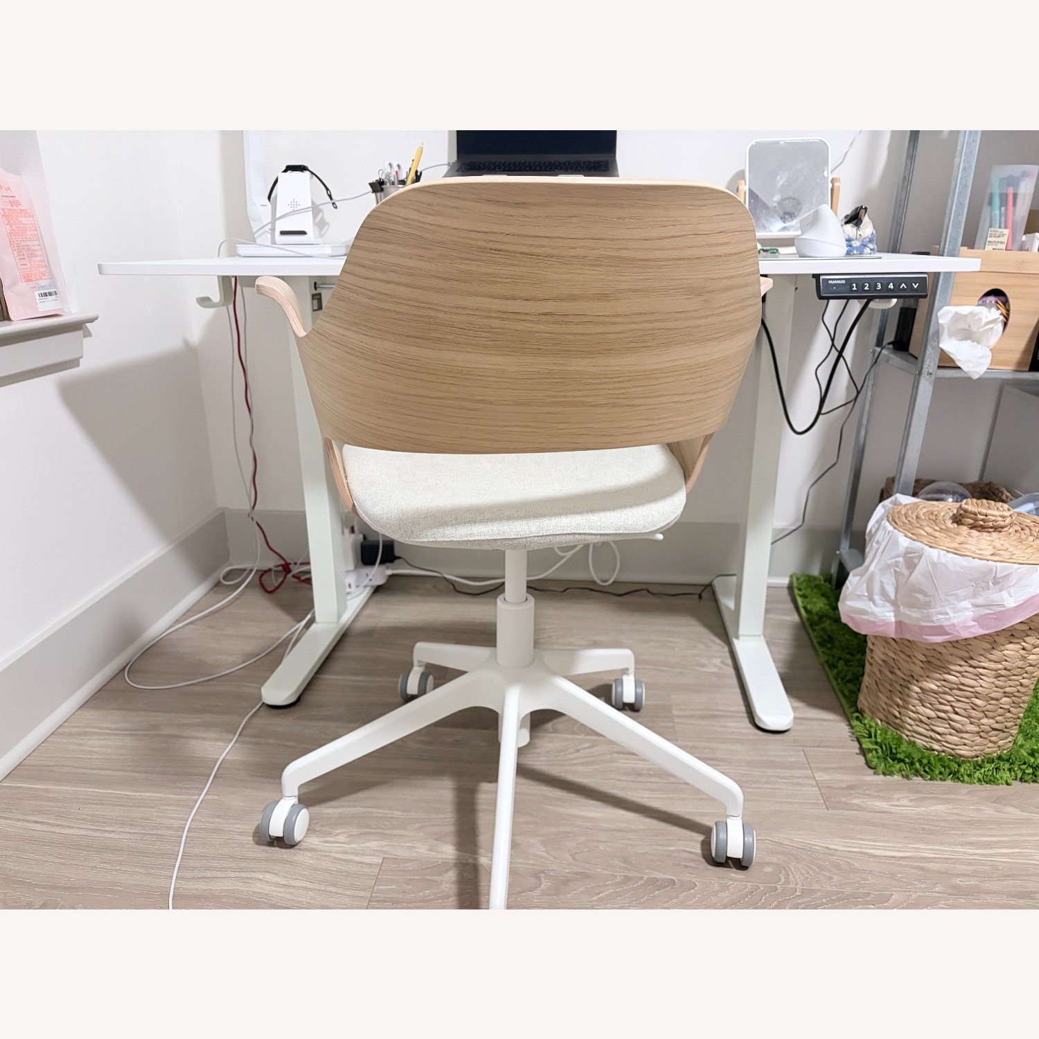 IKEA FJÄLLBERGET White Stained Oak Office Chair - image-3