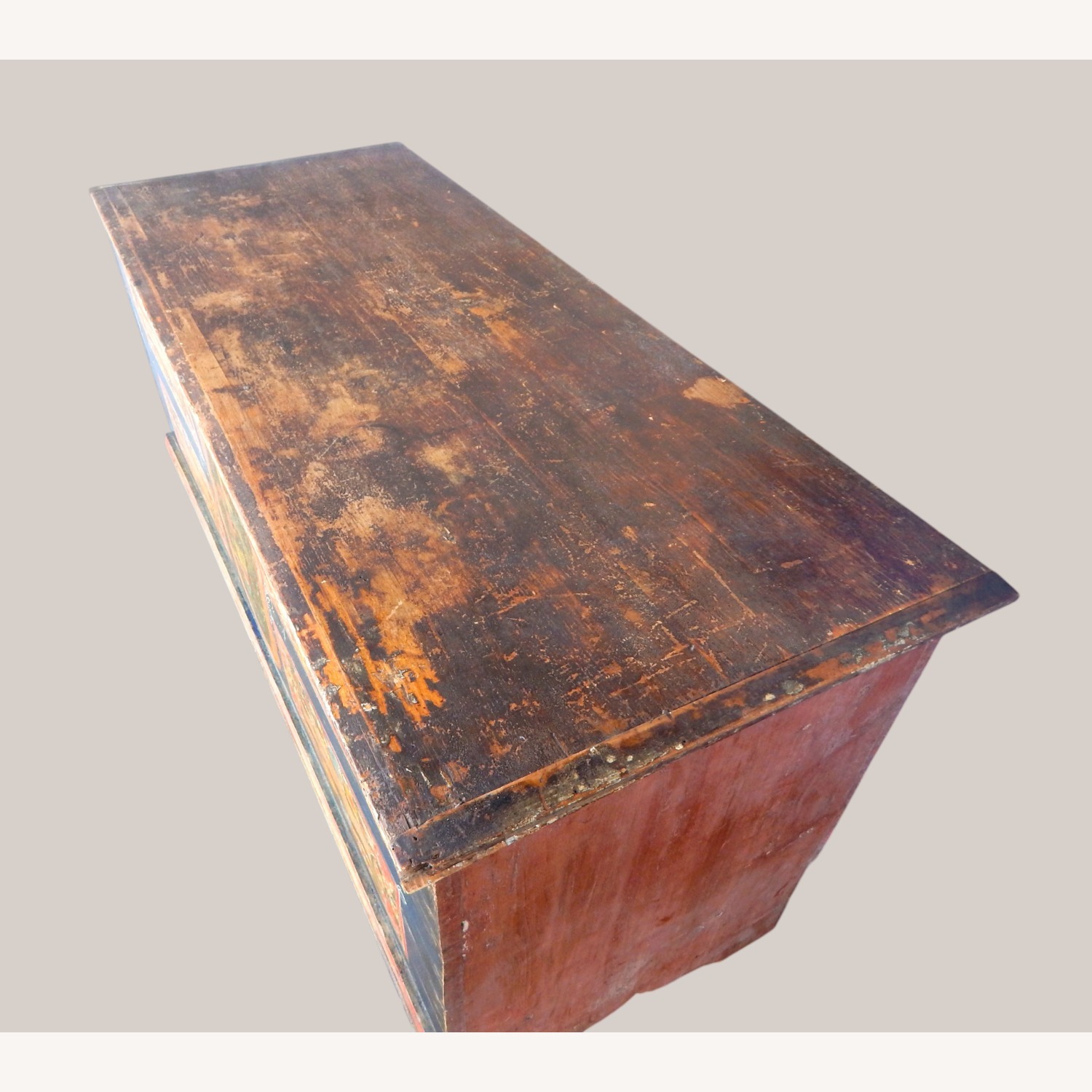 Vintage/Antique Blue Wood Chest - image-3