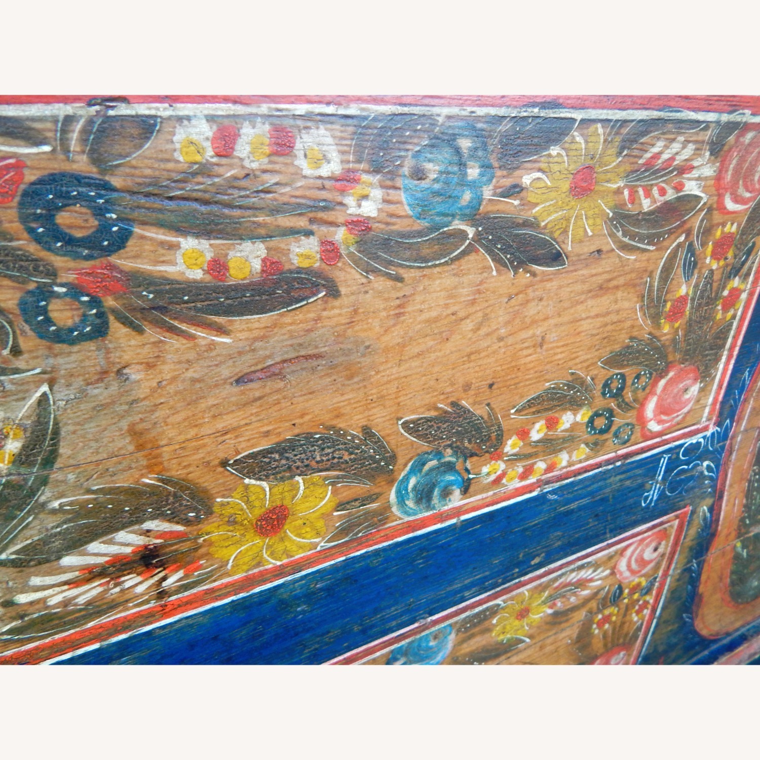 Vintage/Antique Blue Wood Chest - image-15