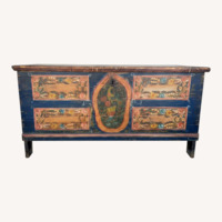 Vintage/Antique Blue Wood Chest