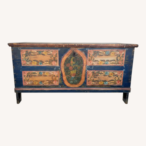 Used Vintage/Antique Blue Wood Chest for sale on AptDeco