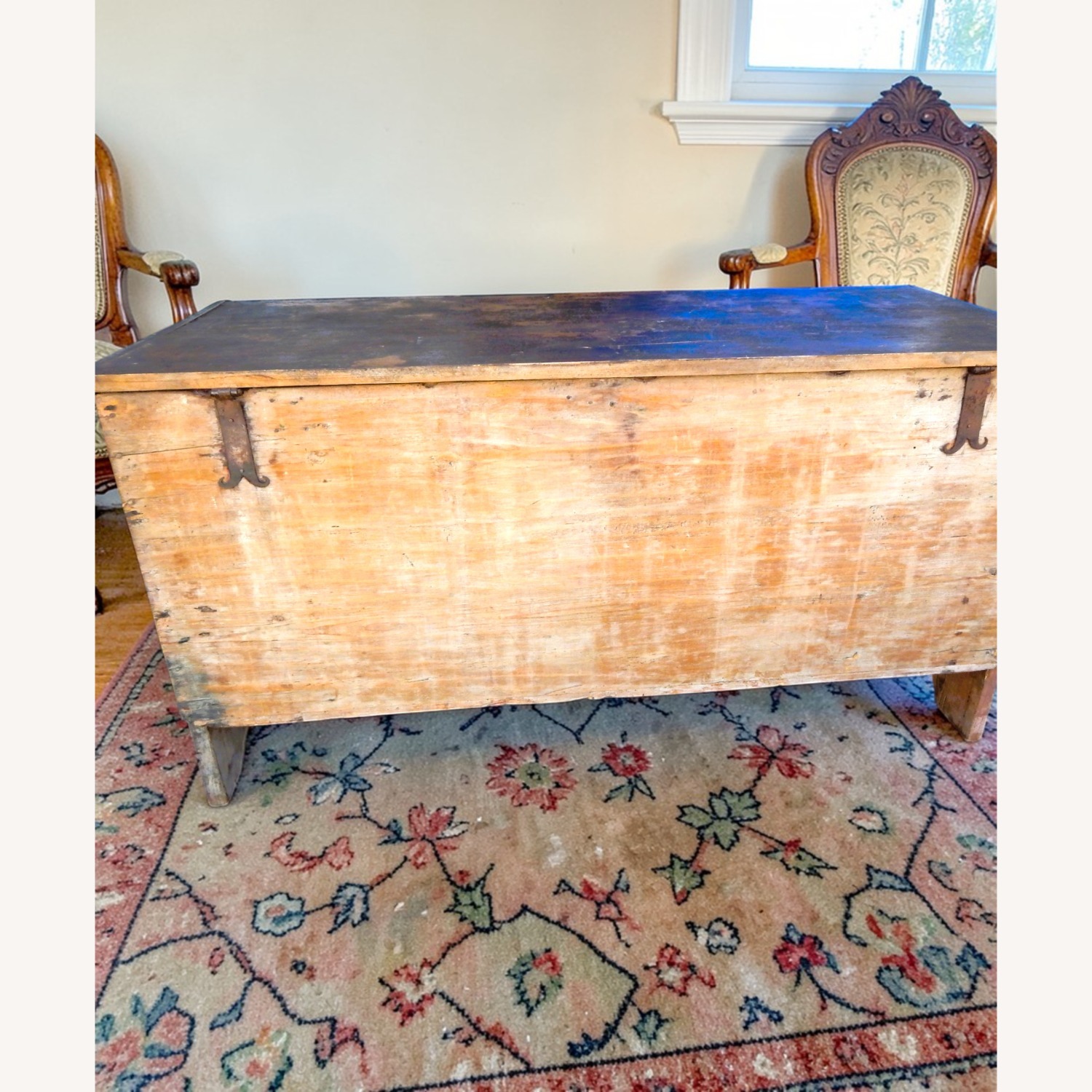 Vintage/Antique Blue Wood Chest - image-9