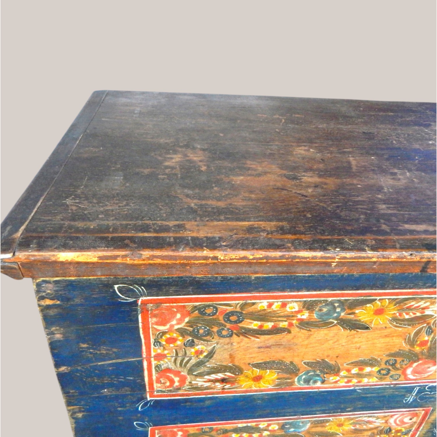 Vintage/Antique Blue Wood Chest - image-5