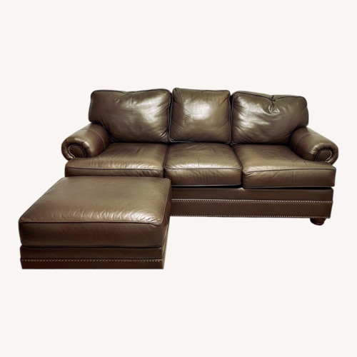 Used Thomasville 3+ Seater Leather Sofa W Ottoman for sale on AptDeco