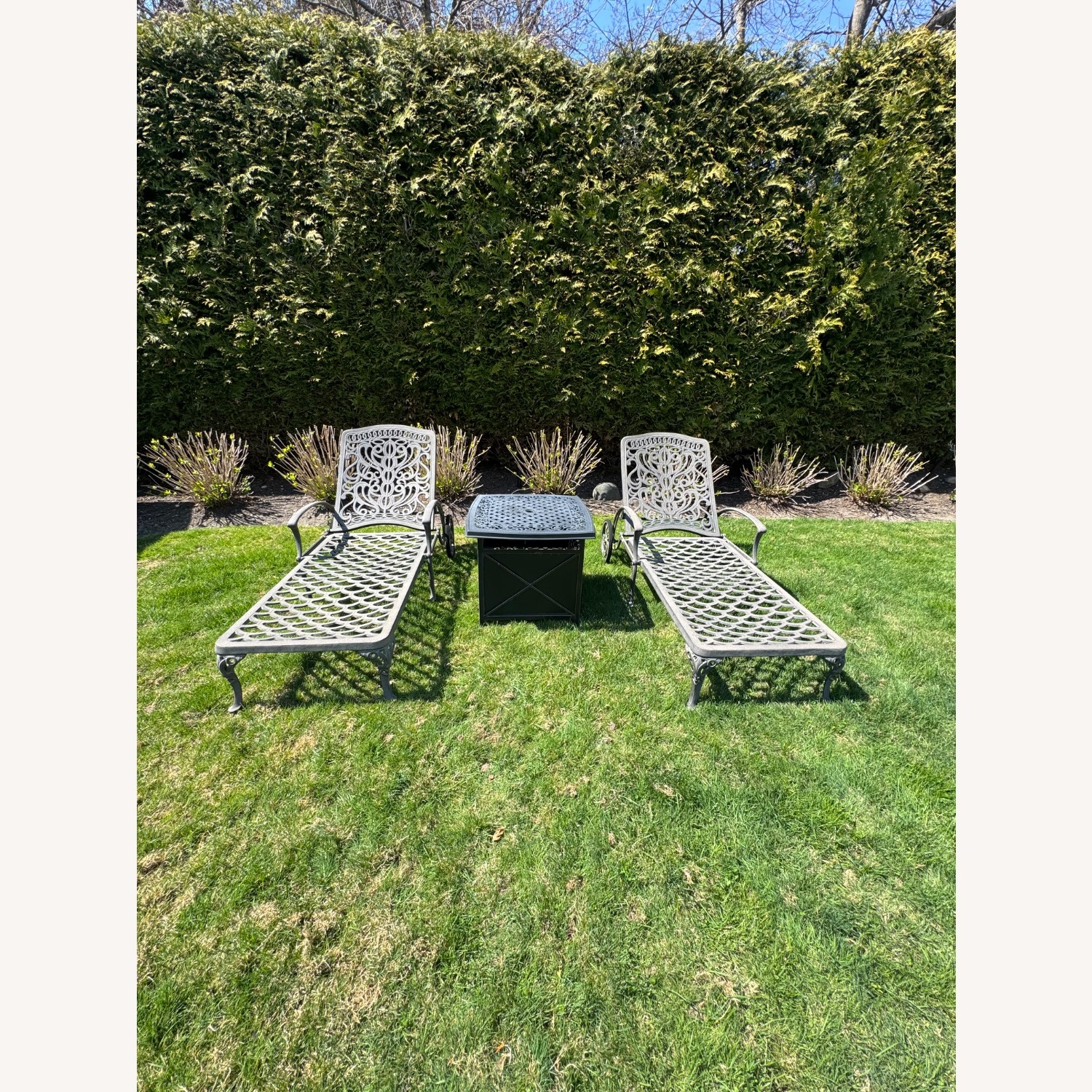 Fortunoff Cast Aluminum Chaise Set - image-1