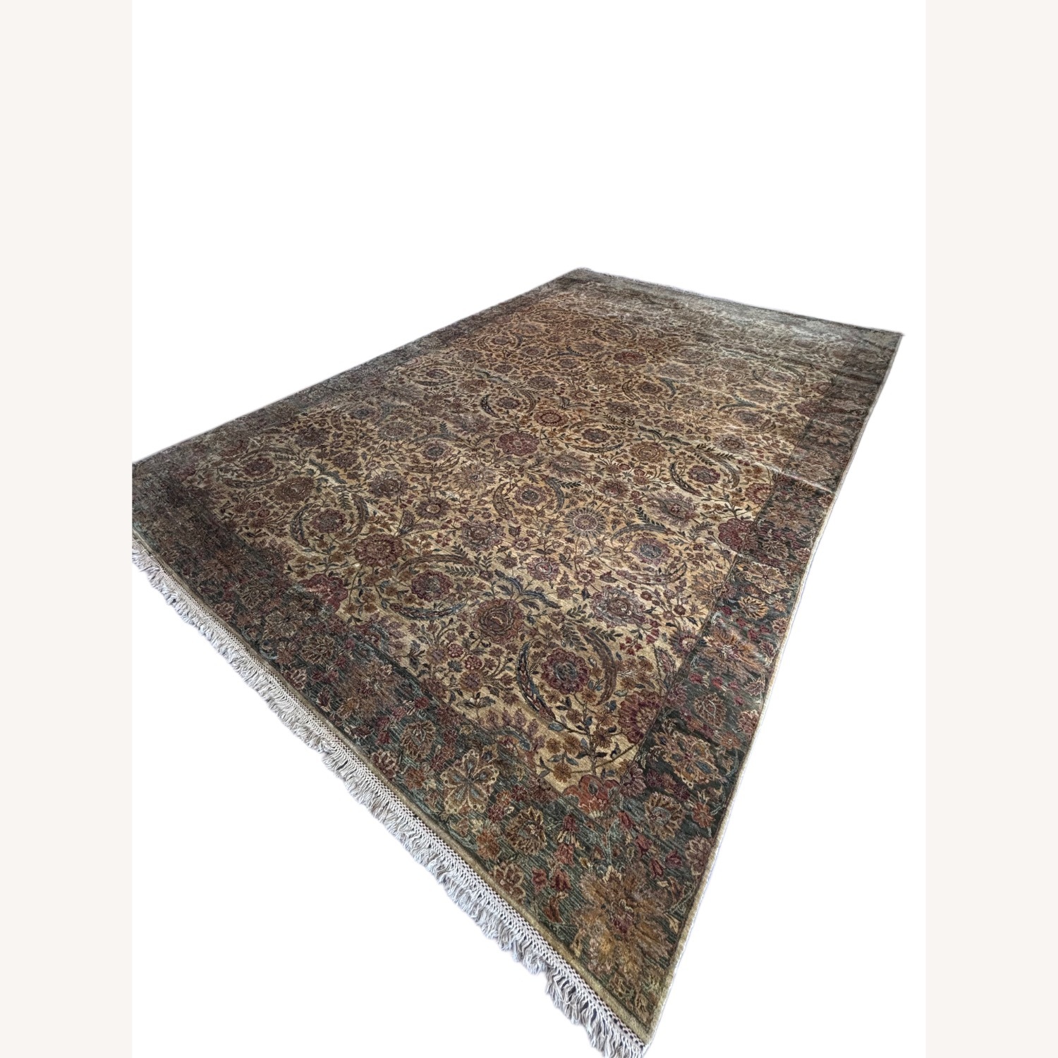 Oversized Persian Style Rug 12х15 Ivory & Green - image-1