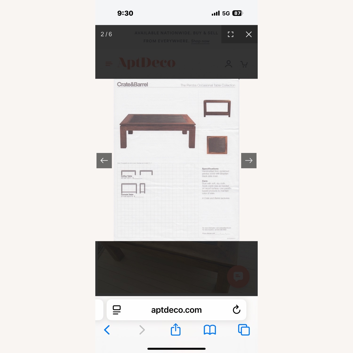 Crate & Barrel Peroba Dark Brown Coffee Table - image-1