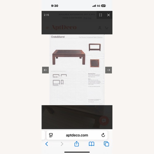 Used Crate & Barrel Peroba Dark Brown Coffee Table for sale on AptDeco