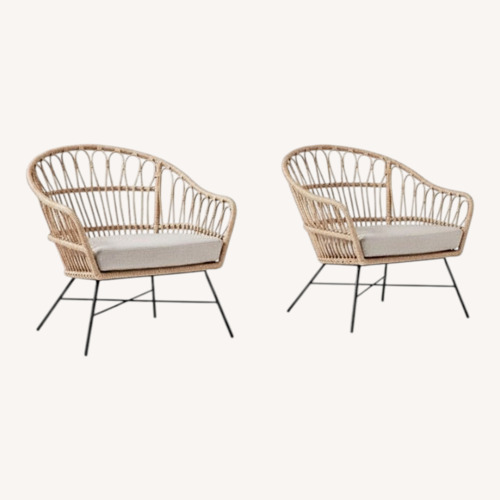 Used West Elm Palma Outdoor Rattan Lounge Chair (Set of 2) for sale on AptDeco