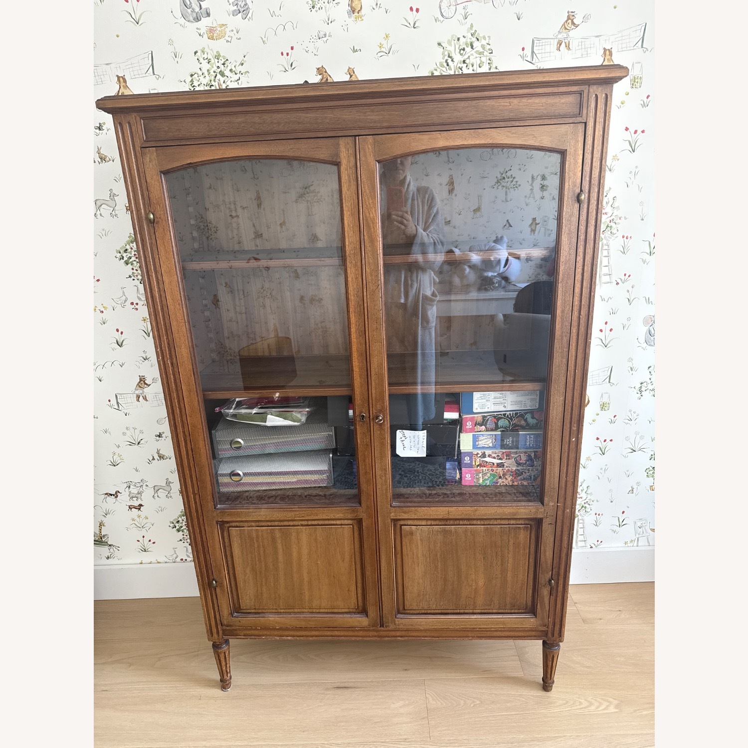 Antique Dark Brown Wood Bookcase - image-12