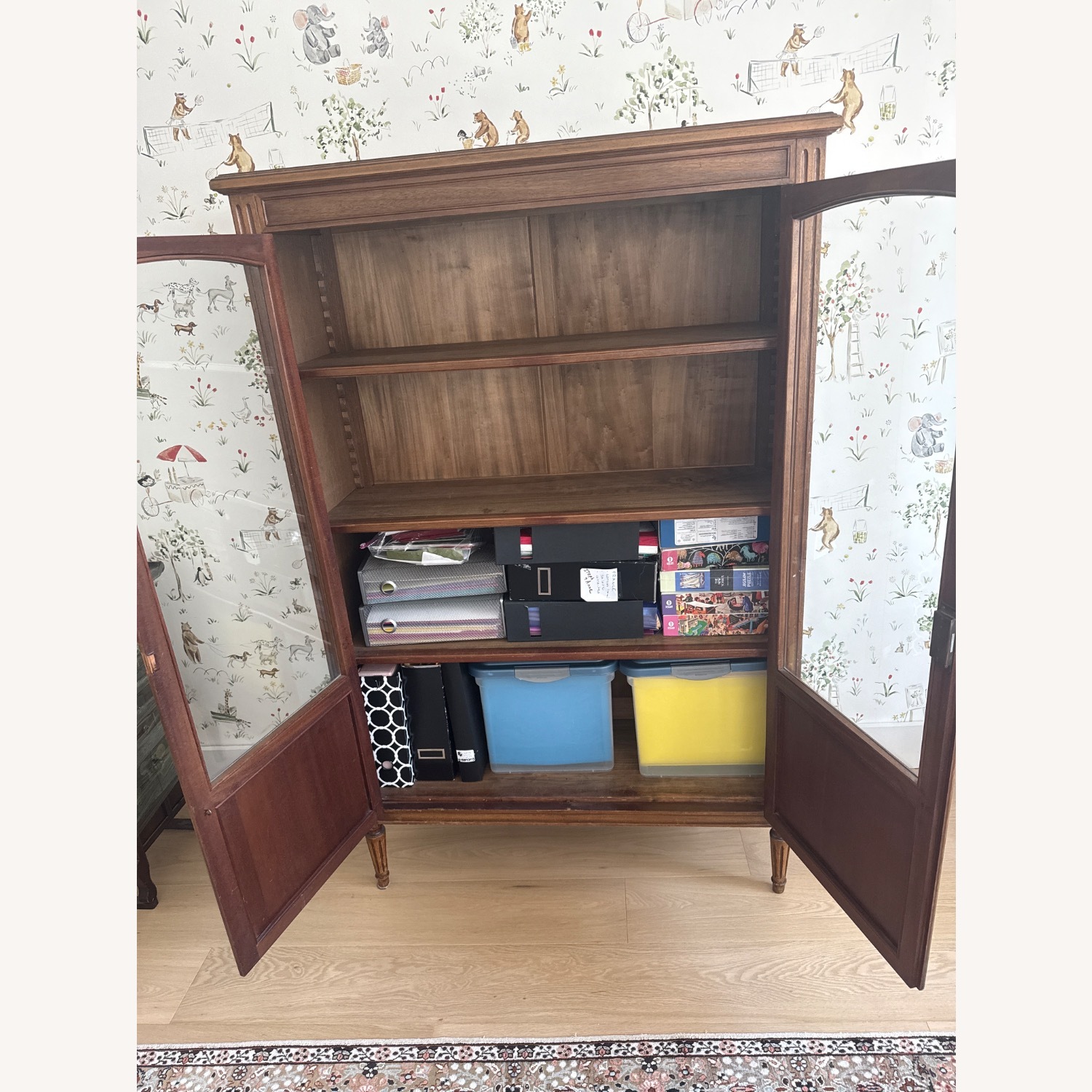 Antique Dark Brown Wood Bookcase - image-11