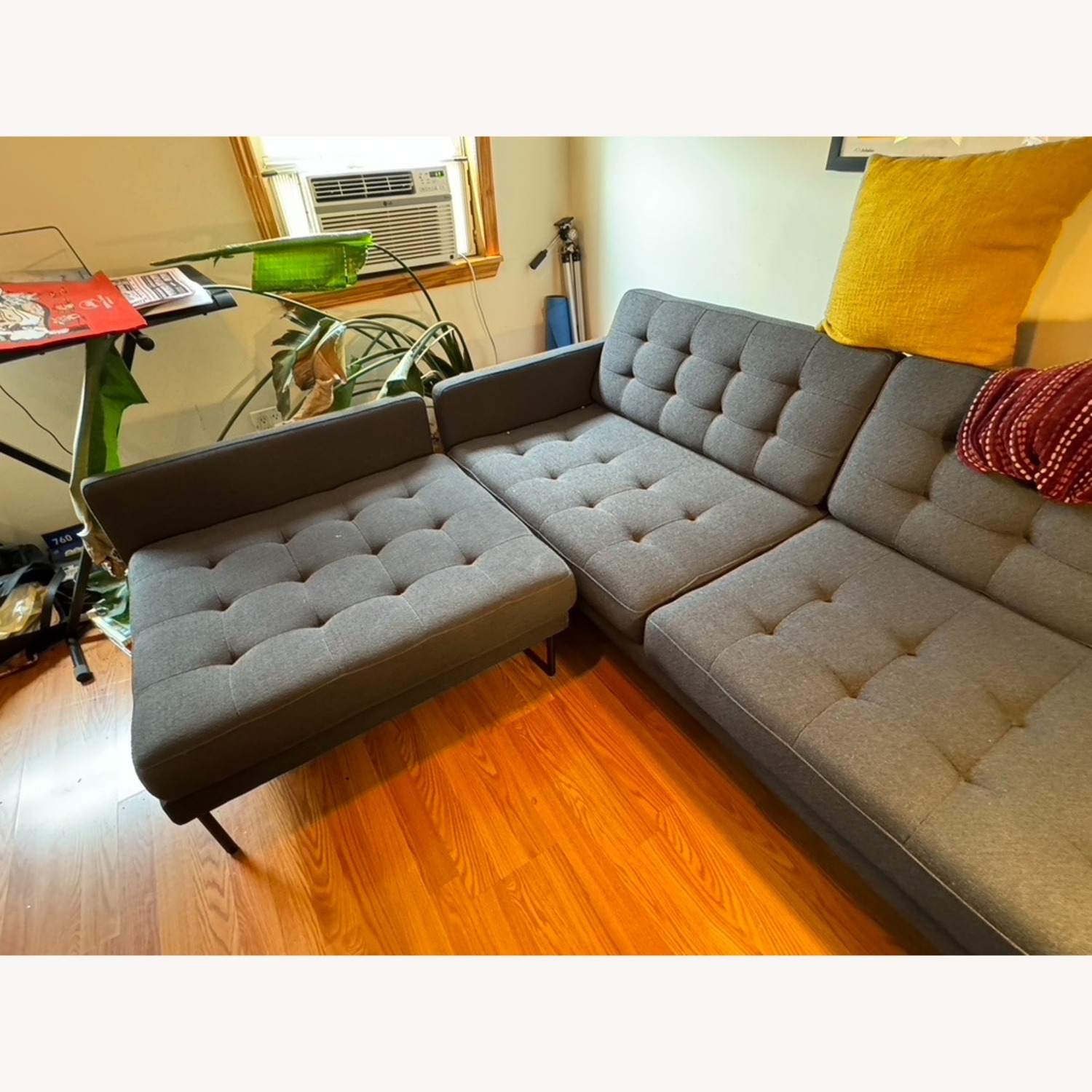 Gus Modern Blue 2 Seater Sofa With Ottoman - image-2