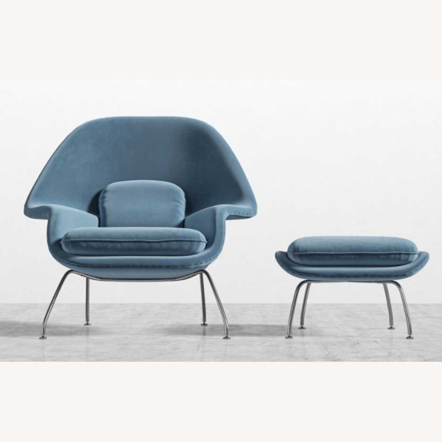 Rove Concepts Blue Womb Chair & Ottoman - image-6