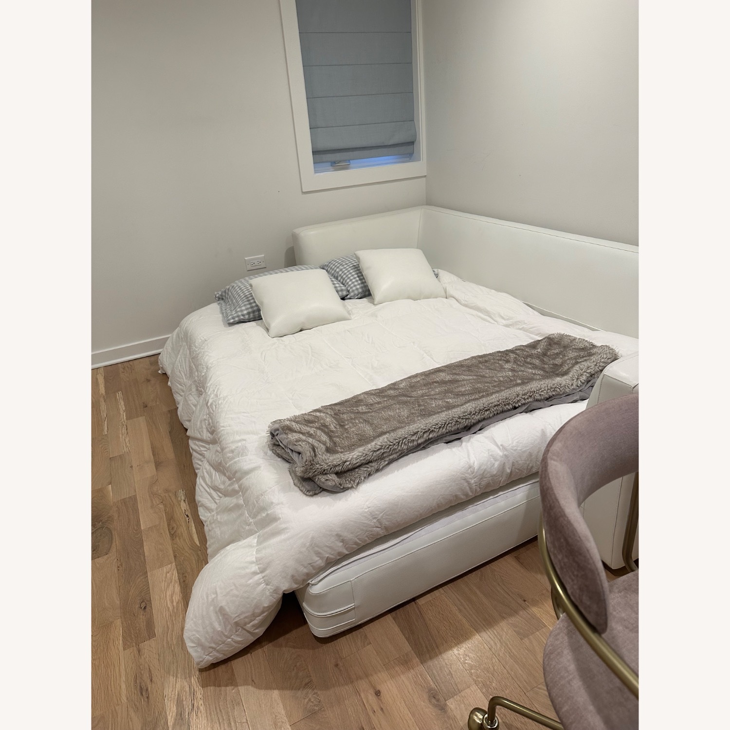 Rove Concepts White Faux Leather Sleeper Sofa - image-3