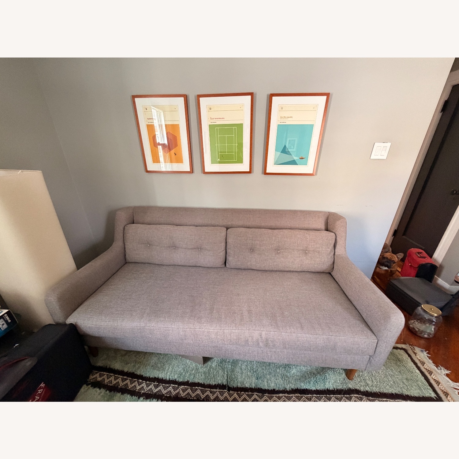 West Elm Grey Crosby Mid Century Sofa  - image-2