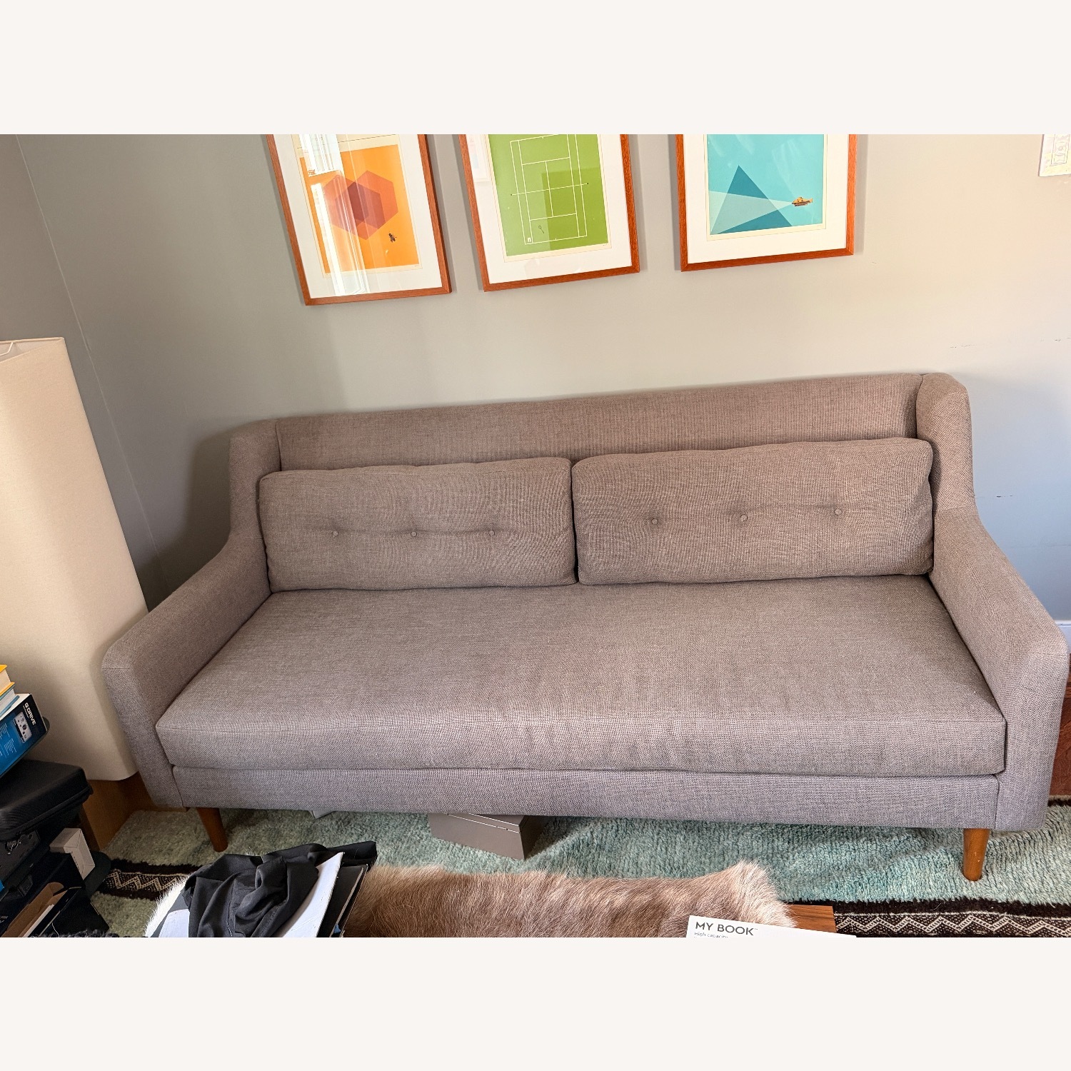 West Elm Grey Crosby Mid Century Sofa  - image-4
