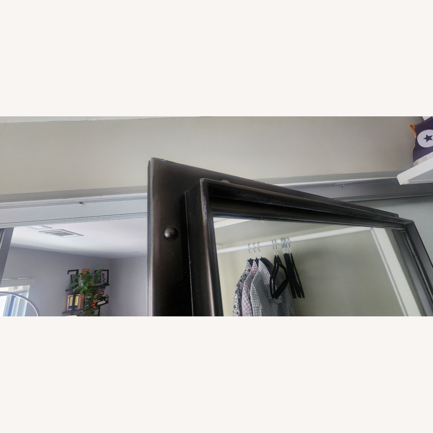 Restoration Hardware Black Metal Rivet Floor Mirror - image-3