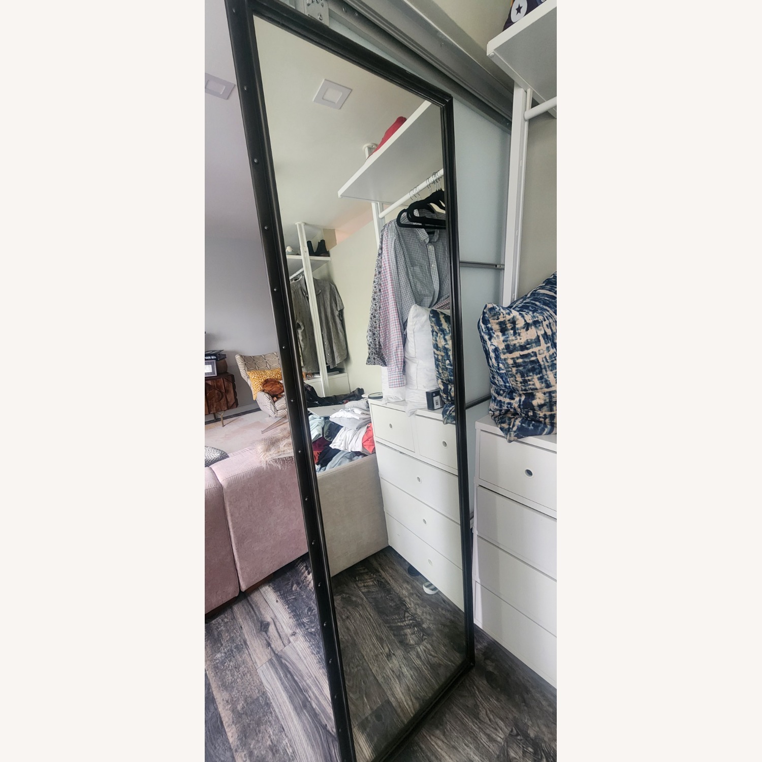 Restoration Hardware Black Metal Rivet Floor Mirror - image-2