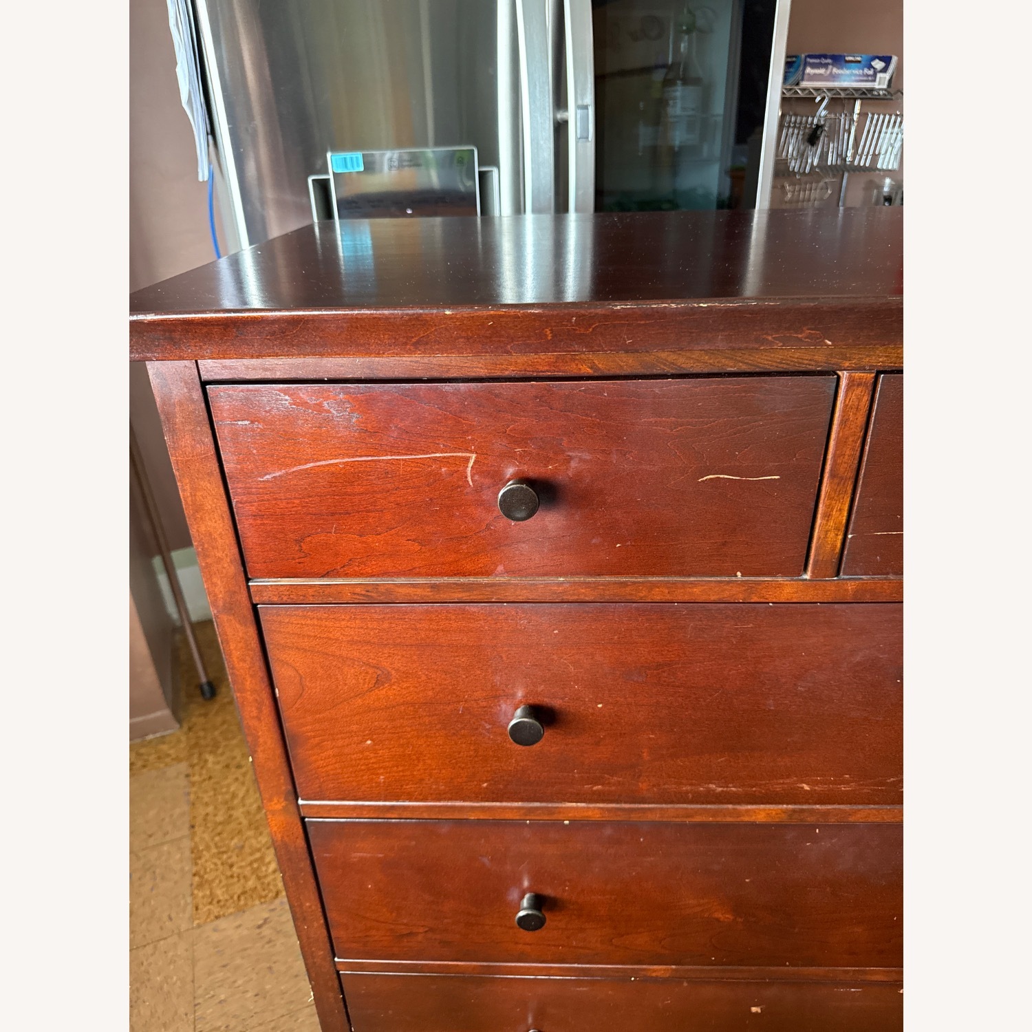 Pottery Barn Valencia Tall Dark Brown Wood Dresser - image-5