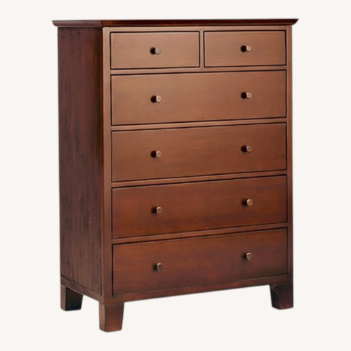 Used Pottery Barn Valencia Tall Dark Brown Wood Dresser for sale on AptDeco
