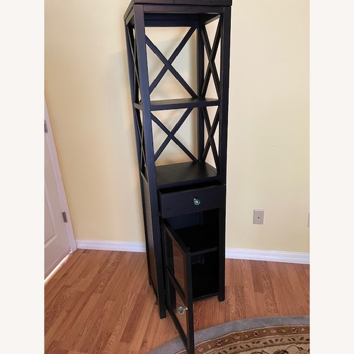 Used Pier 1 Imports Black Wood Media Storage for sale on AptDeco