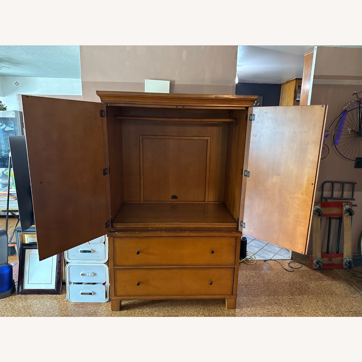 Pottery Barn Valencia Light Brown Wood Armoire - image-7