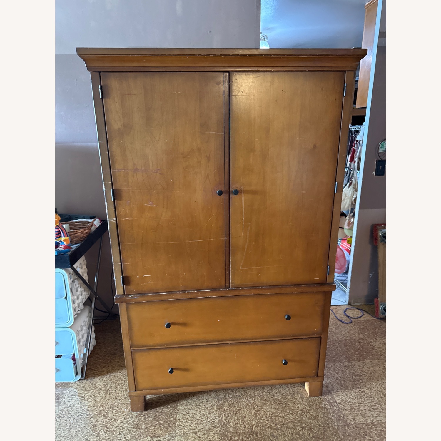 Pottery Barn Valencia Light Brown Wood Armoire - image-1