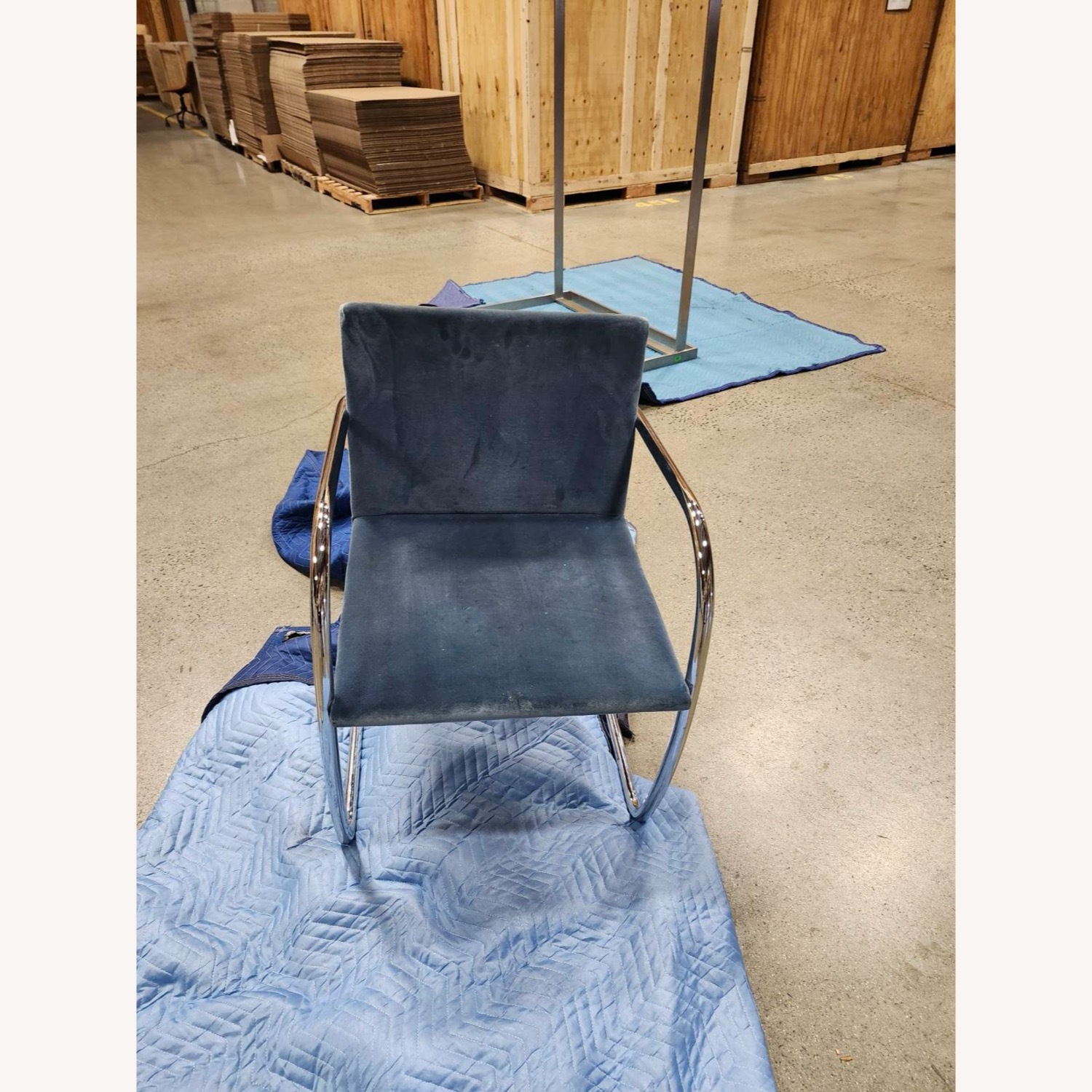 Knoll Brno Blue Velvet Dining Chairs - image-3