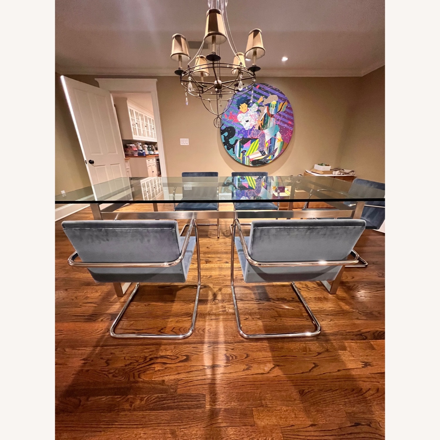 Knoll Brno Blue Velvet Dining Chairs - image-1