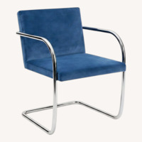 Knoll Brno Blue Velvet Dining Chairs